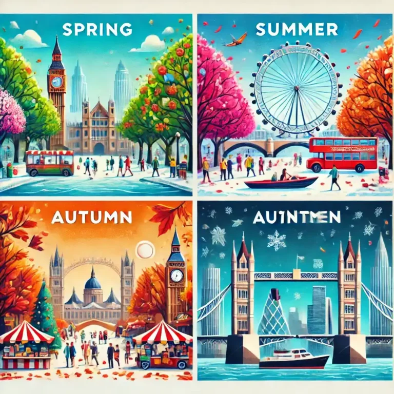 London through the four seasons — spring, summer, autumn and winter