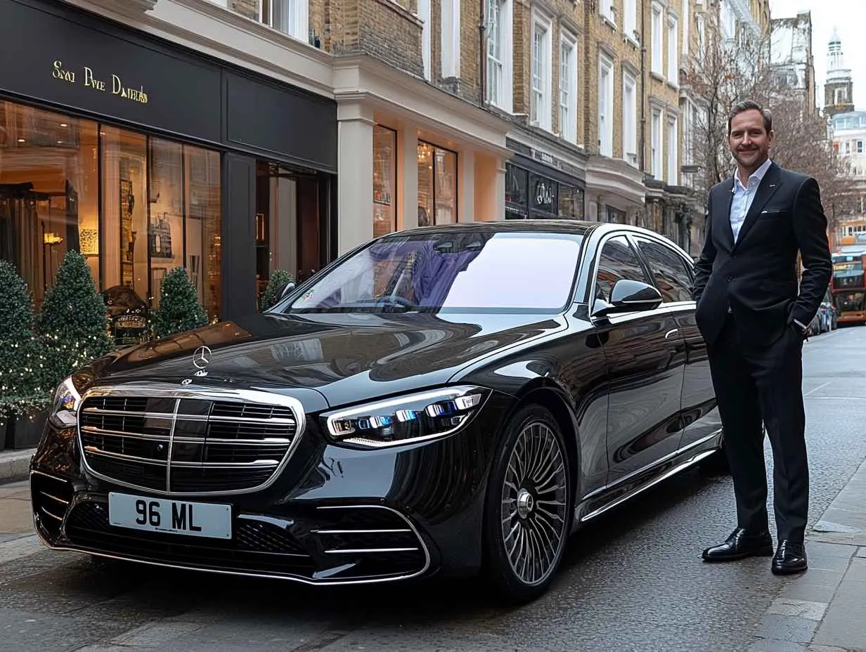 A Tripyana chauffeur greeting a client with a luxury car in London