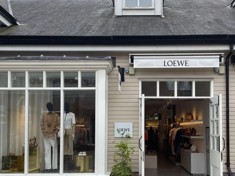The Loewe boutique at Bicester Village with its window display