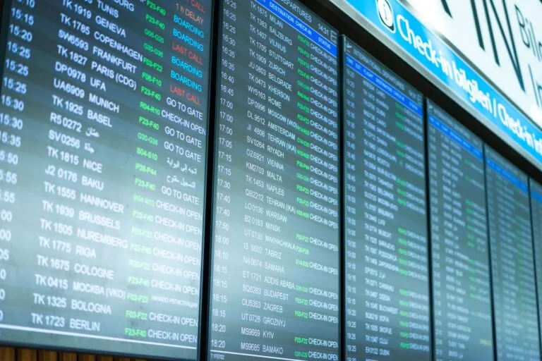 Airport departure screens - check whether your Gatwick flight leaves from North or South Terminal