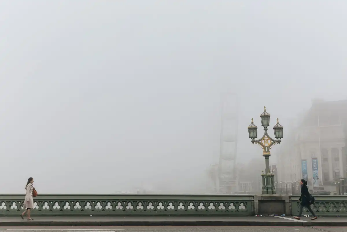 Westminster Bridge on a misty November morning in London