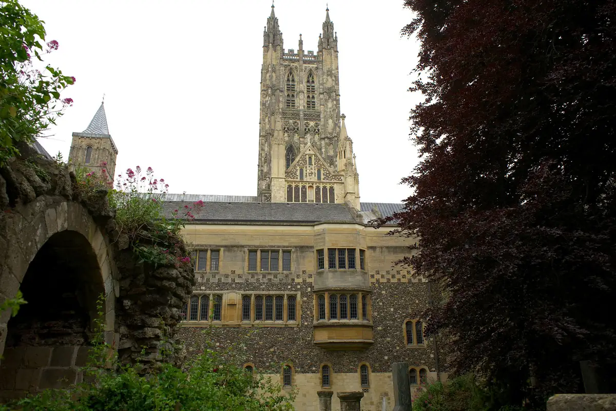 Bell Harry Tower rising over the Cathedral precincts in Canterbury