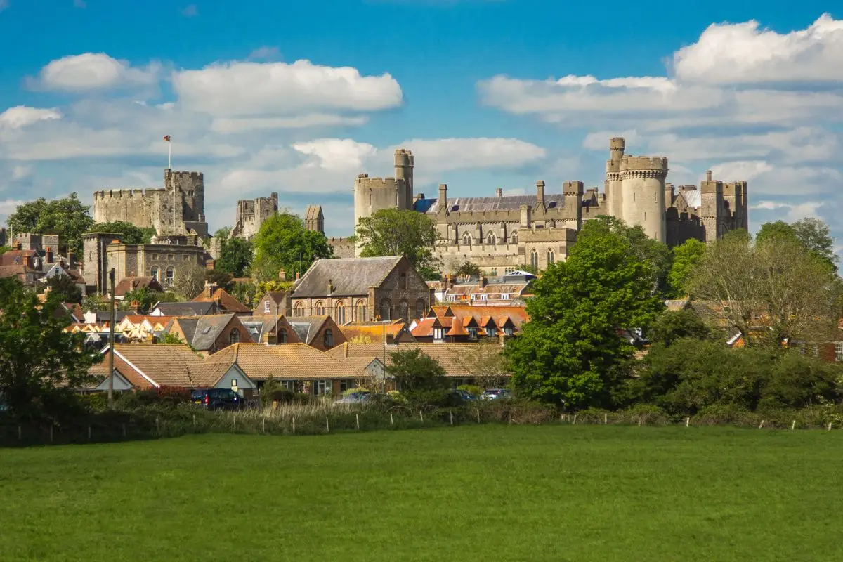 Arundel Castle’s towers rising above the town of Arundel in West Sussex