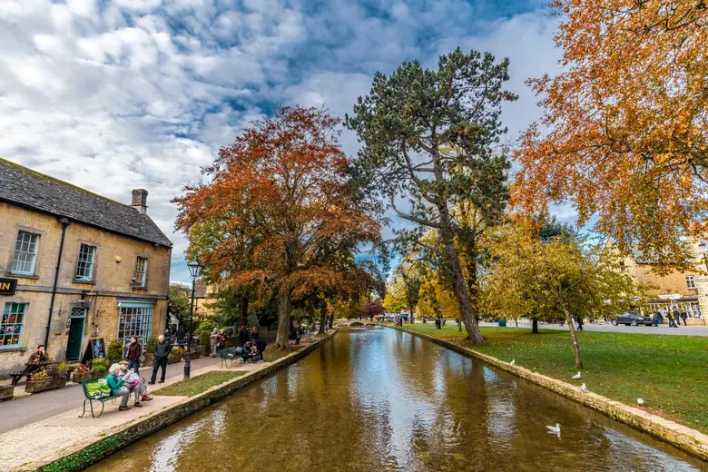 Autumn trees along the River Windrush in Bourton-on-the-Water