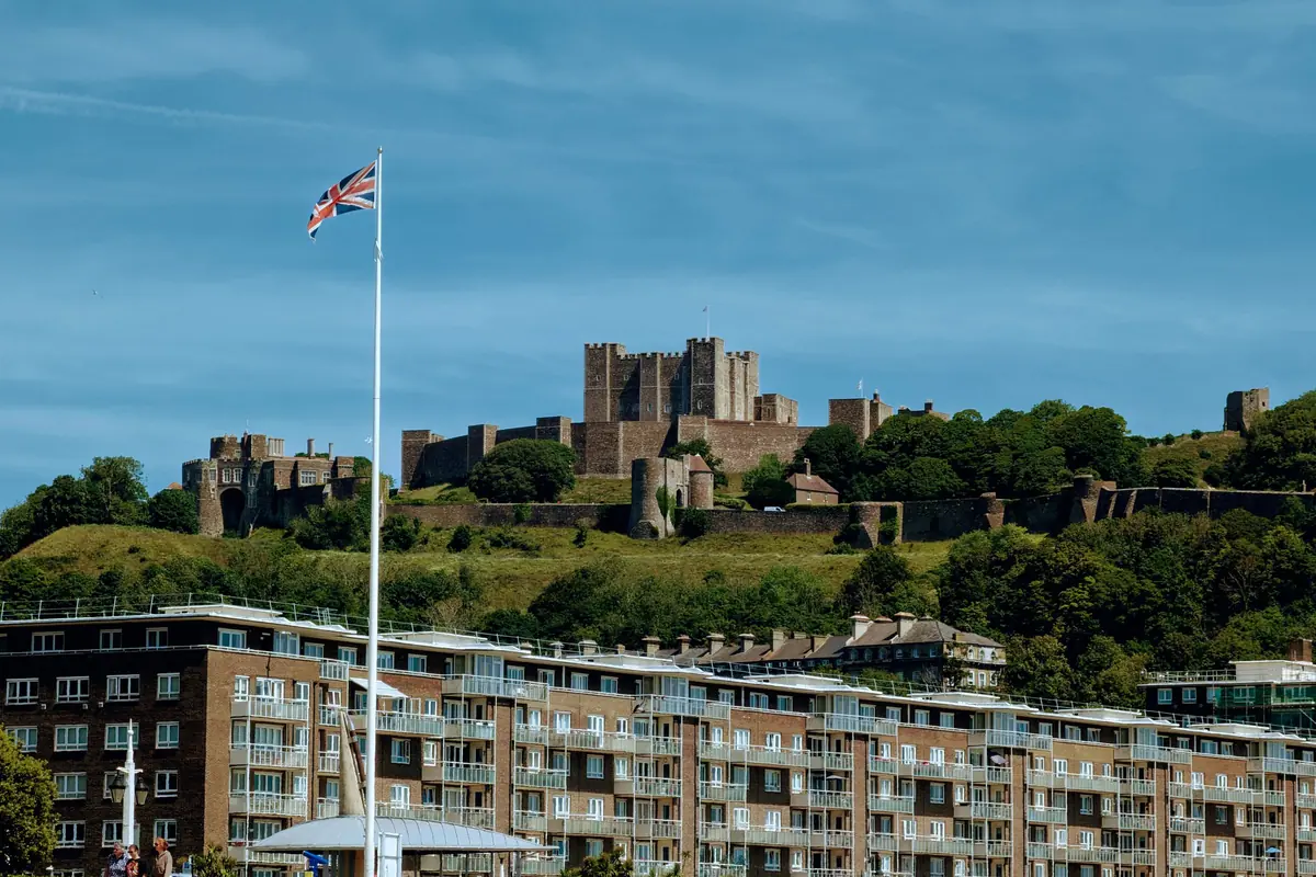 Dover Castle on its hill above the town, the afternoon stop on a private car day trip from London