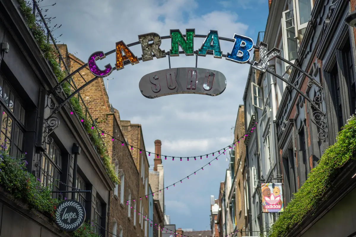 Carnaby Street in Soho, beside Regent Street on the afternoon leg
