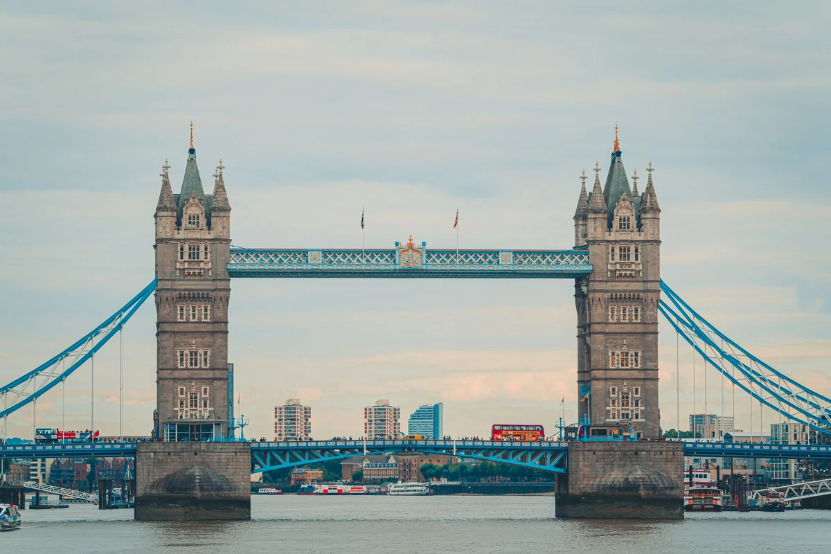 Tower Bridge across the Thames on a clear afternoon, the last landmark of the loop