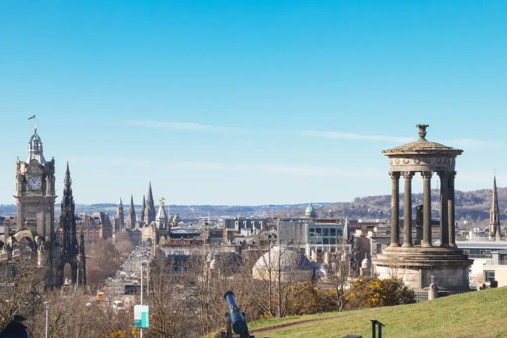 Edinburgh city centre seen from Calton Hill, the area covered by the fixed airport transfer fare