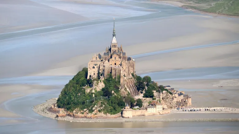 Mont Saint-Michel abbey on its island in the bay