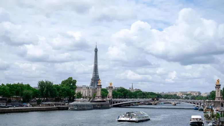 The Eiffel Tower above the River Seine in Paris in the morning